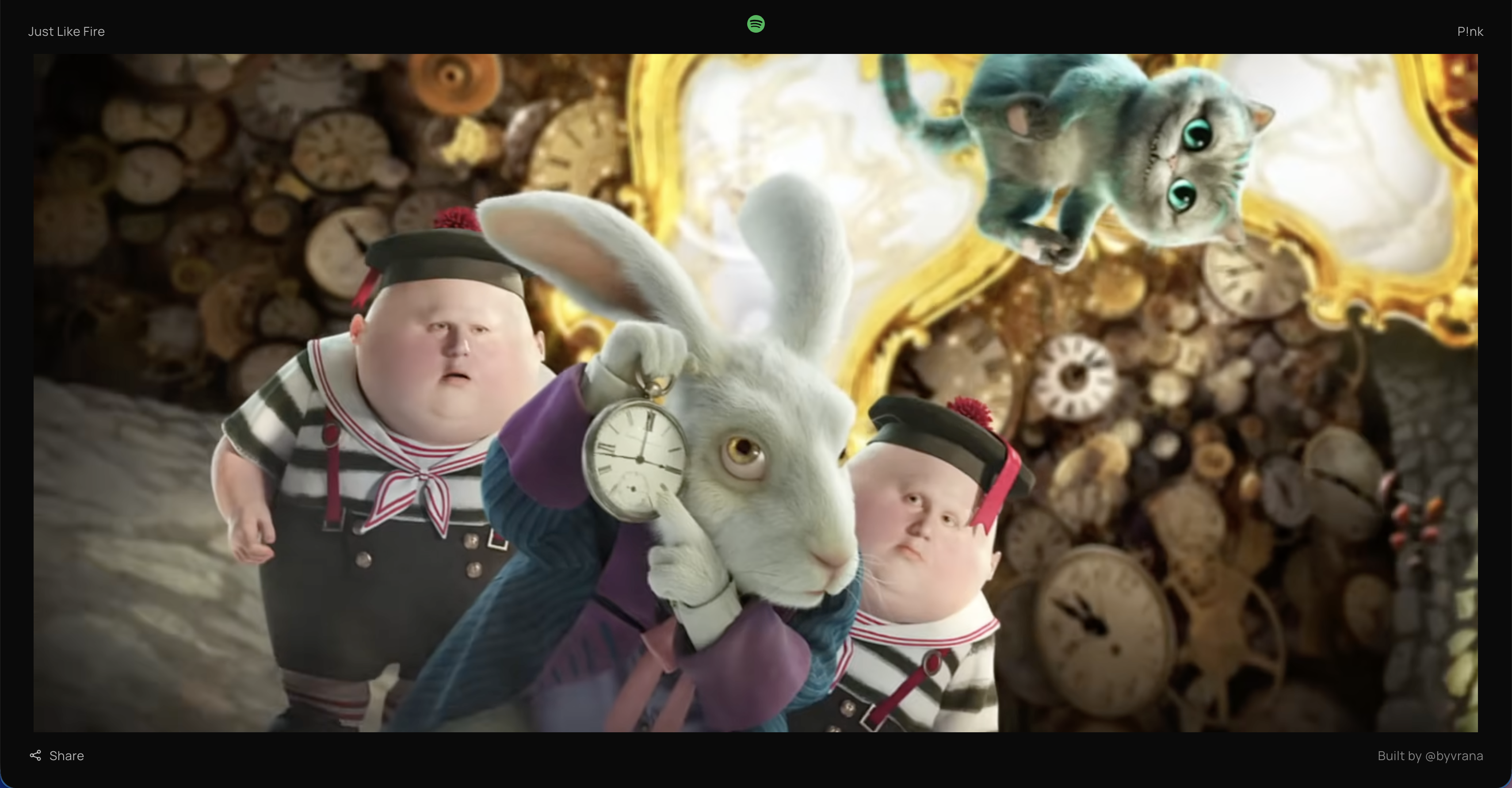 It's 2016 Today player showing the synced theatre-mode music video